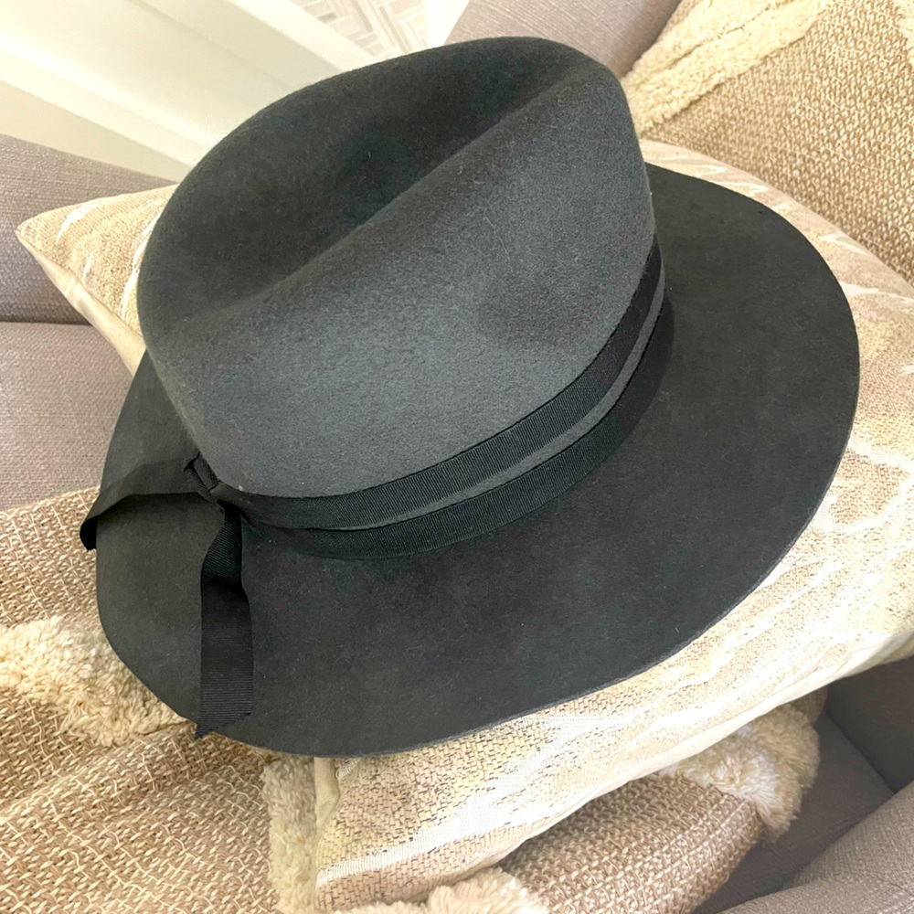 Nordstrom 100% Wool Hat Charcoal One Size Fits All Adjustable Foldable Travel - Picture 5 of 9